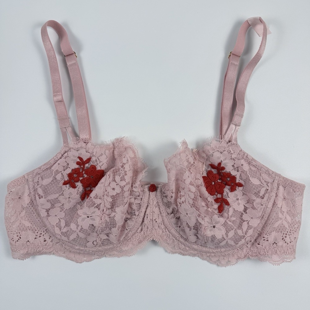 Victoria's Secret Dream Angels Wicked Unlined Lace Balconette Bra Pink 36D NWT - Picture 8 of 8